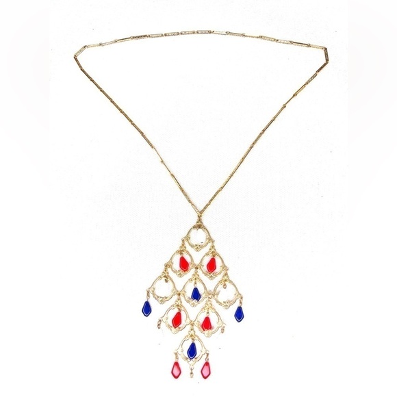 Patriotic Chandelier necklace on a gold chain - Picture 1 of 6